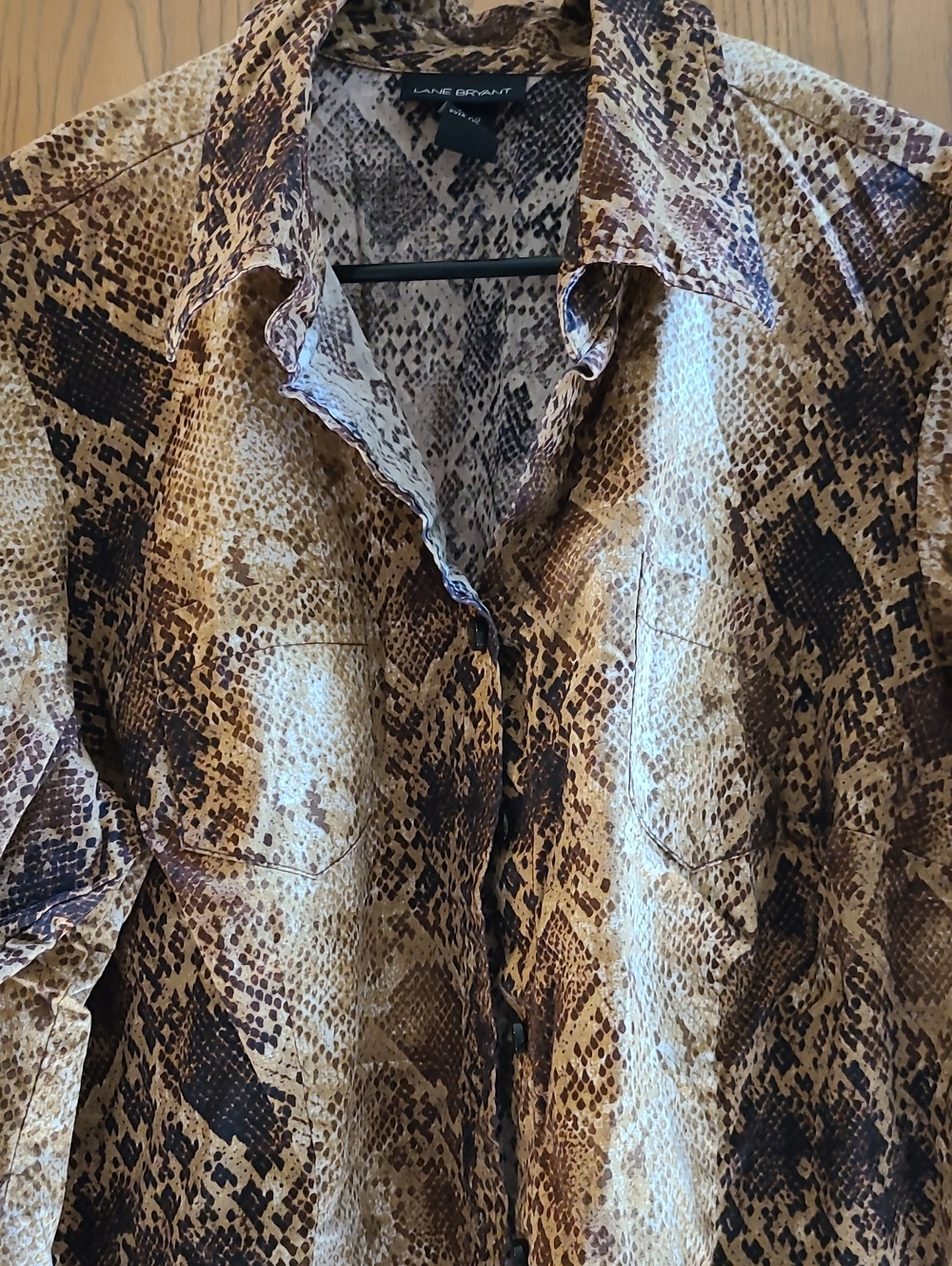 Lane Bryant Tan and Brown Snake-Print Shirt